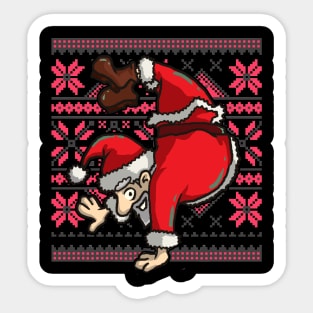 Ugly Christmas Santa Claus Handstand Gymnast Sticker